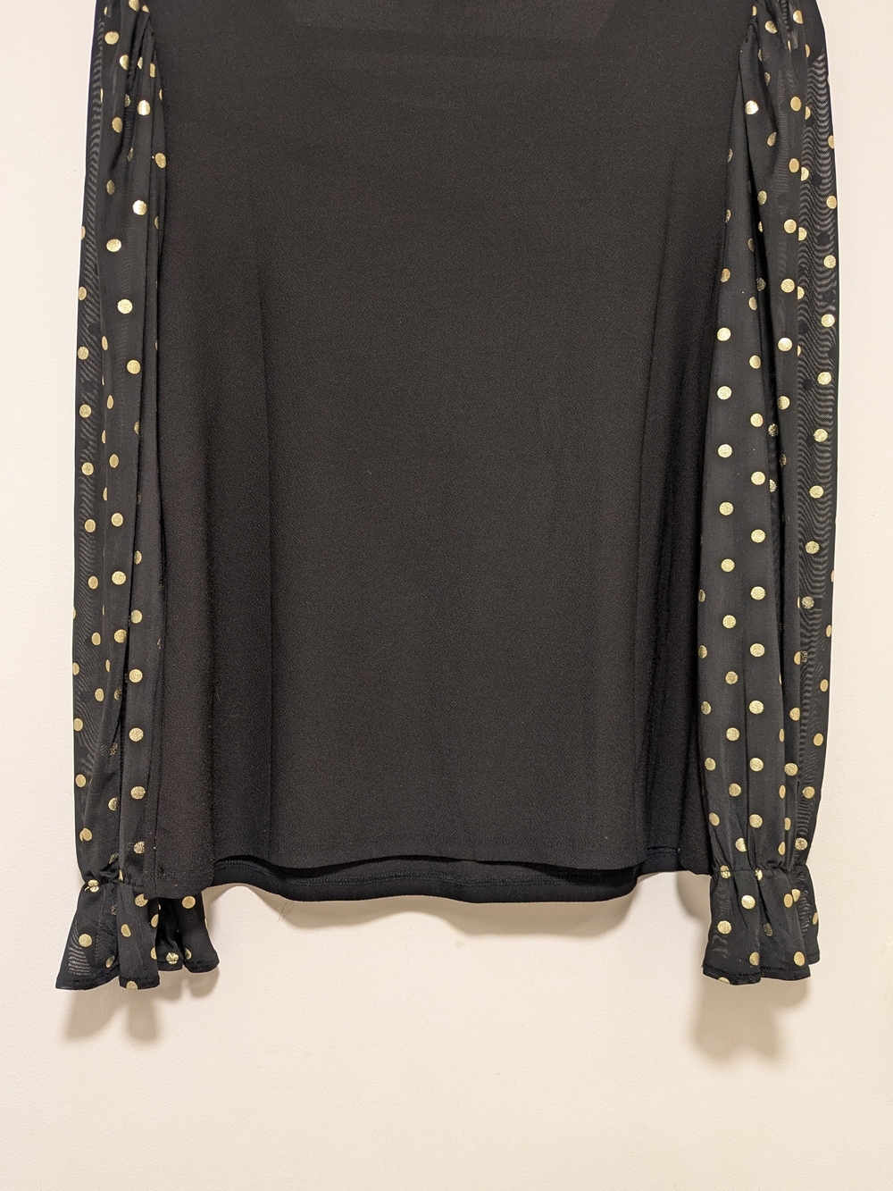 Madison Blouse With Sheer Gold Polka Dots Sleeves Medium - Picture 5 of 6